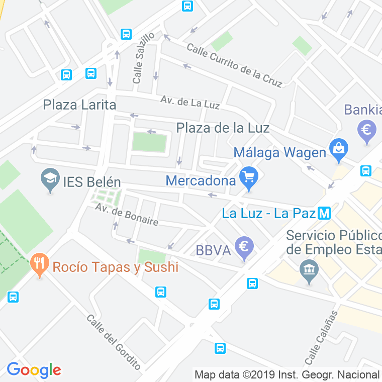 Código Postal calle Conde, Del, carril en Málaga