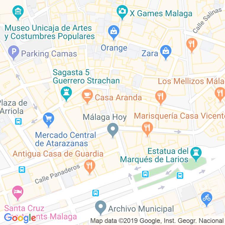 Código Postal calle Larios, pasaje en Málaga