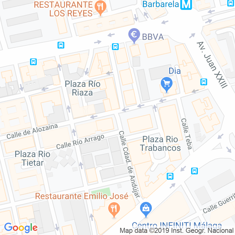 Código Postal calle Ciudad De Andujar en Málaga