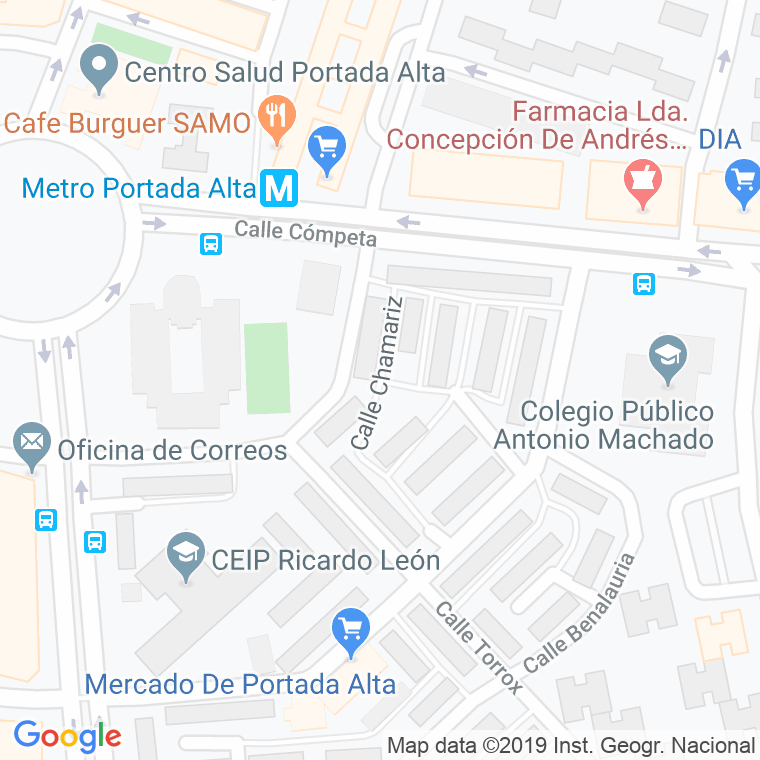 Código Postal calle Chamariz en Málaga