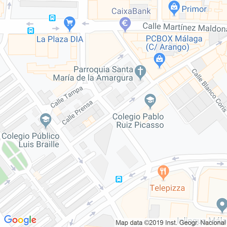 Código Postal calle Honduras   (Impares Del 1 Al Final)  (Pares Del 2 Al Final) en Málaga