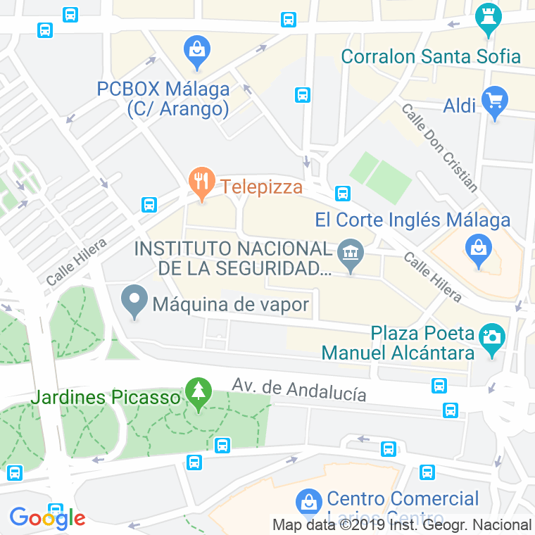 Código Postal calle Huescar en Málaga