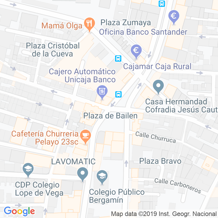 Código Postal calle Bailen, plaza en Málaga