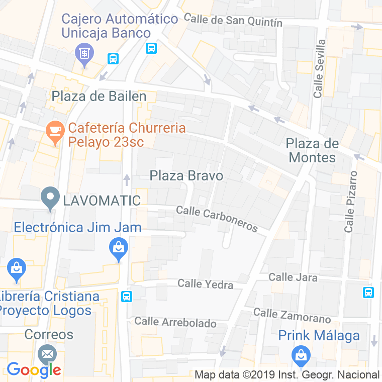 Código Postal calle Bravo, plaza en Málaga