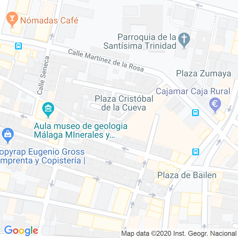 Código Postal calle Cristobal De La Cueva, plaza en Málaga