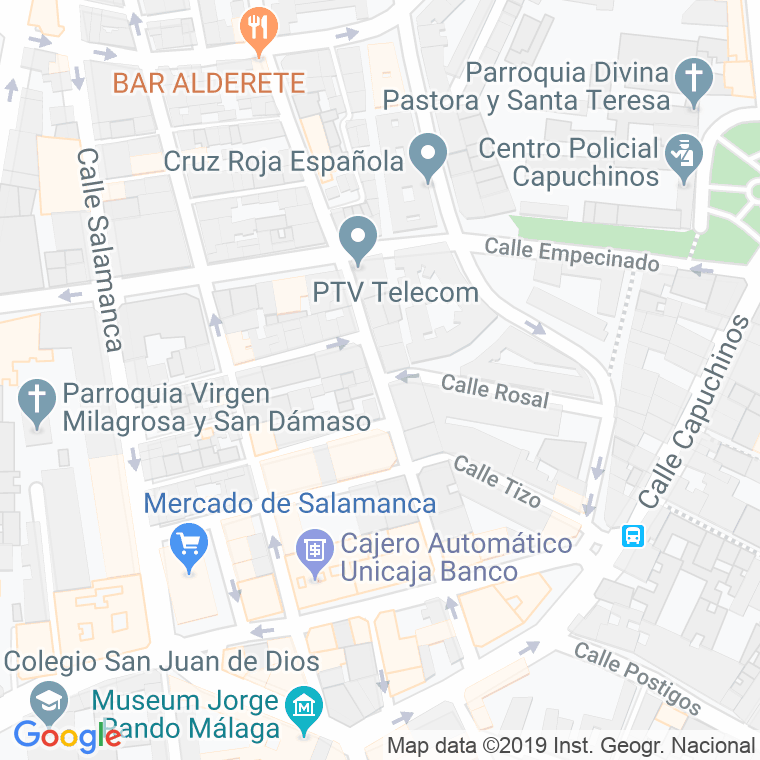 Código Postal calle Alderete en Málaga