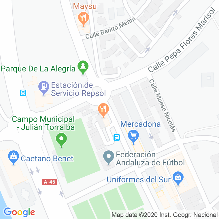 Código Postal calle Cristo De La Salud en Málaga