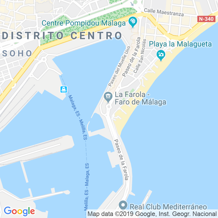 Código Postal calle Farola, paseo en Málaga