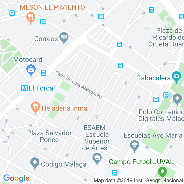 Código Postal calle Jorge Guillen, glorieta (Impares Del 1 Al Final)  (Pares Del 2 Al Final) en Málaga