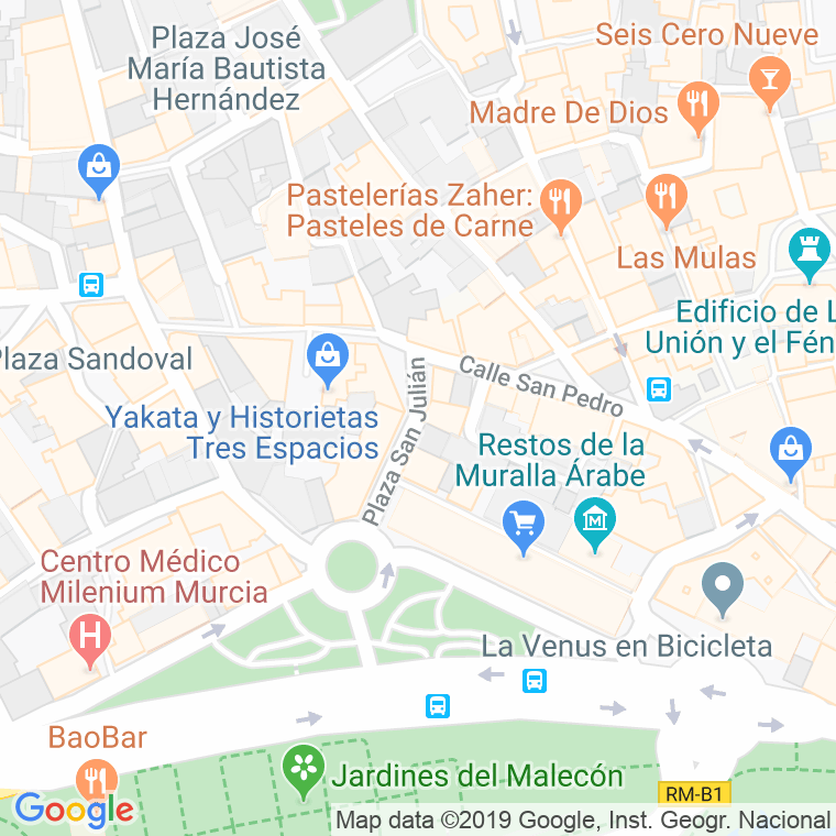 Código Postal calle San Julian, plaza en Murcia