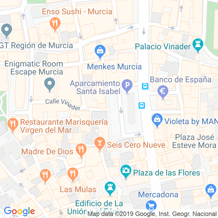 Código Postal calle Santa Isabel, plaza (Impares Del 1 Al Final)  (Pares Del 2 Al Final) en Murcia