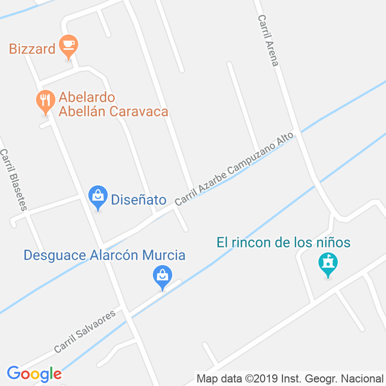 Código Postal calle Azarbe Campuzano Alto (Zarandona), carretera en Murcia