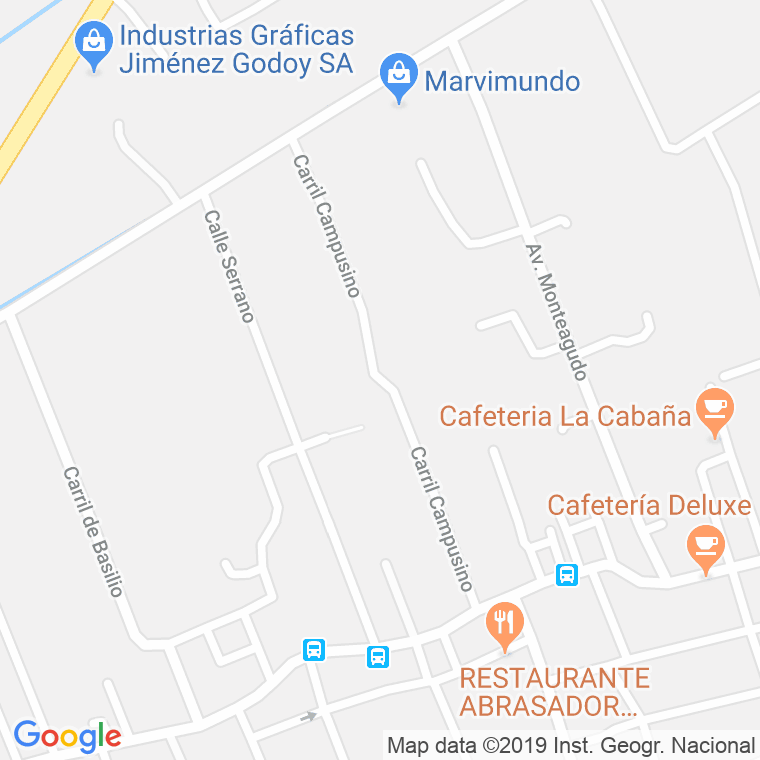 Código Postal calle Campusino (Casillas), carril en Murcia