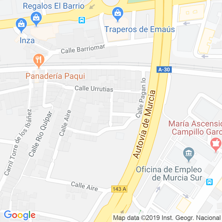Código Postal calle Padre Damian en Murcia