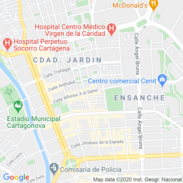 Código Postal calle Alfonso X El Sabio   (Impares Del 49 Al Final)  (Pares Del 30 Al Final) en Cartagena