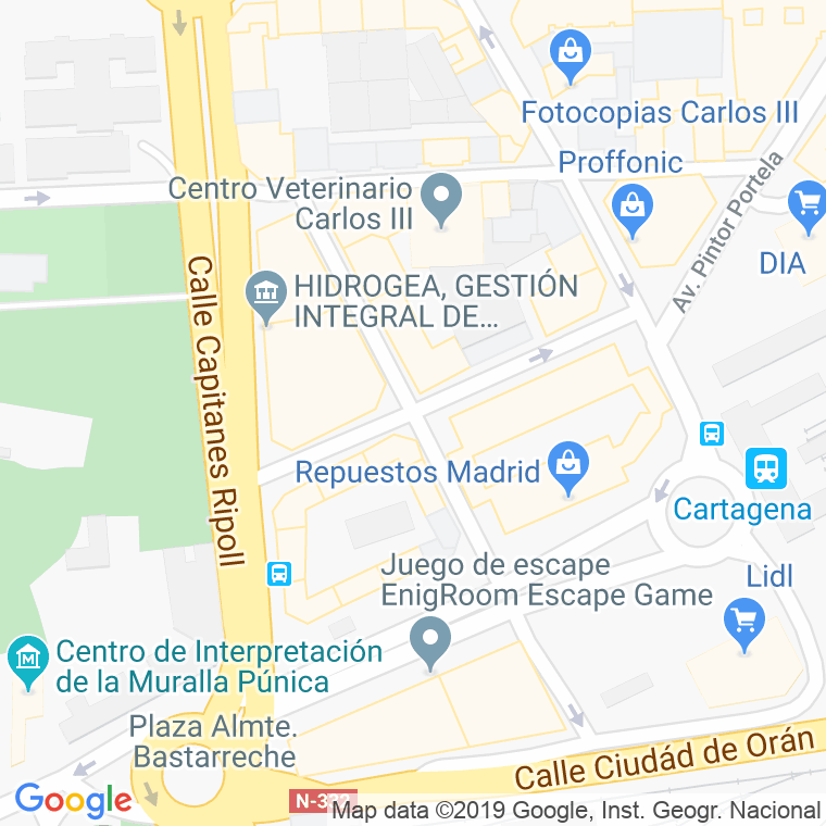 Código Postal calle Juan De La Cueva en Cartagena