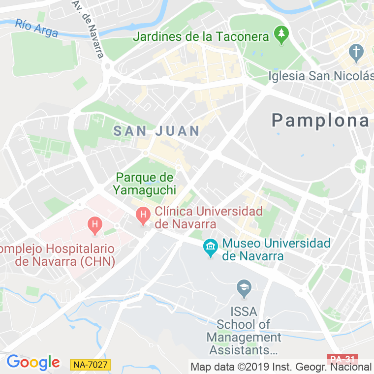 Código Postal calle Pio Xii. Aren, etorbidea (Impares Del 1 Al 1) en Pamplona