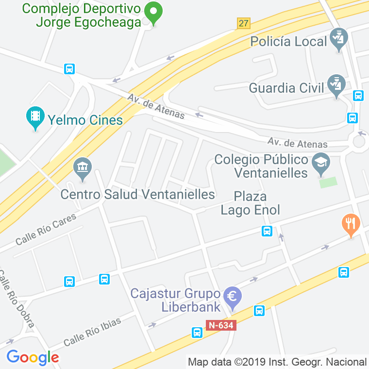 Código Postal calle Rio Cubia en Oviedo