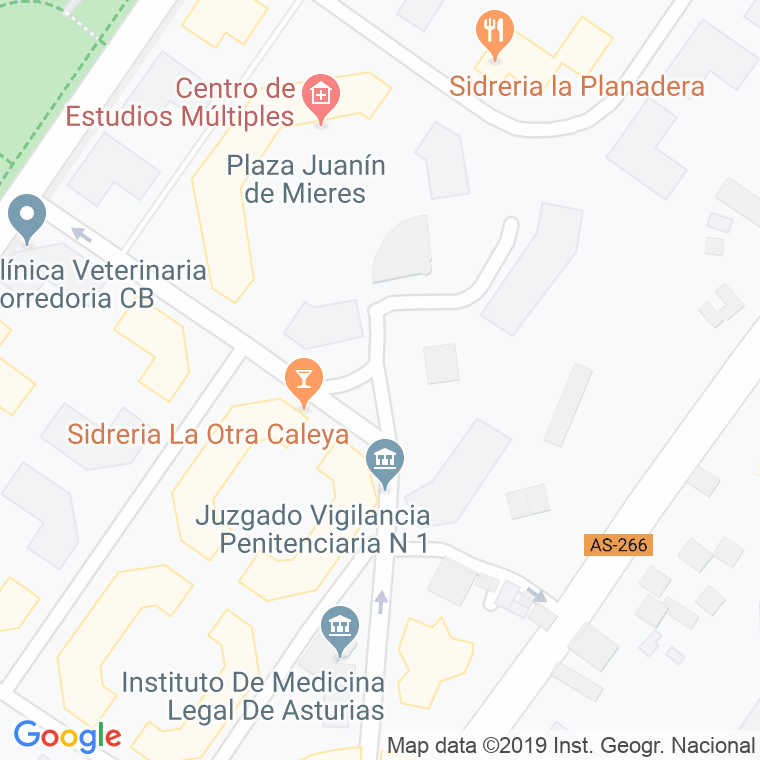 Código Postal calle Juanin De Mieres, plaza en Oviedo