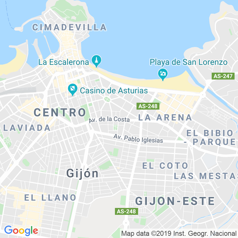 Código Postal calle Costa, De La, avenida (Impares Del 61 Al 69) en Gijón