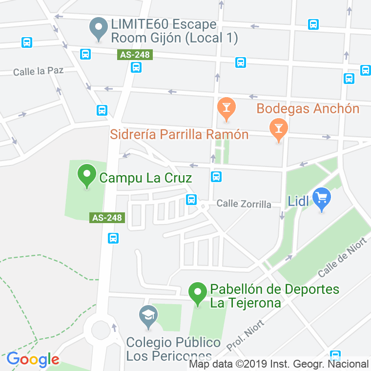 Código Postal calle Tejerona, De La, camino en Gijón