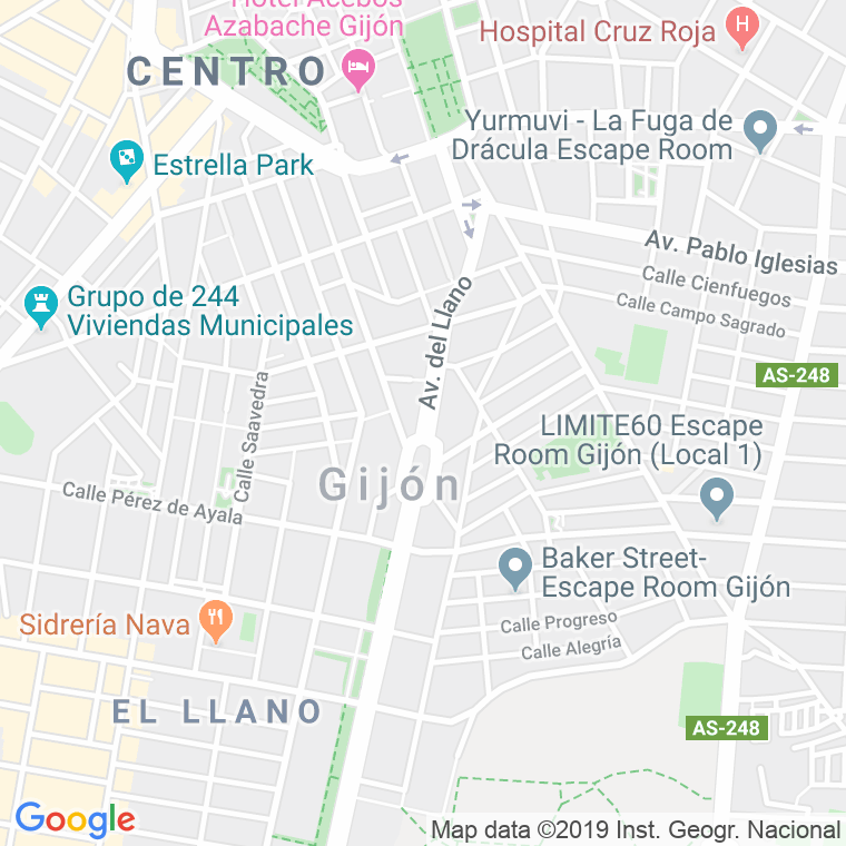 Código Postal calle Llano, De, avenida en Gijón