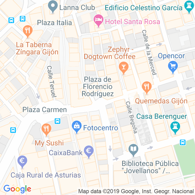 Código Postal calle Florencio Rodriguez Rodriguez, De, plazoleta en Gijón