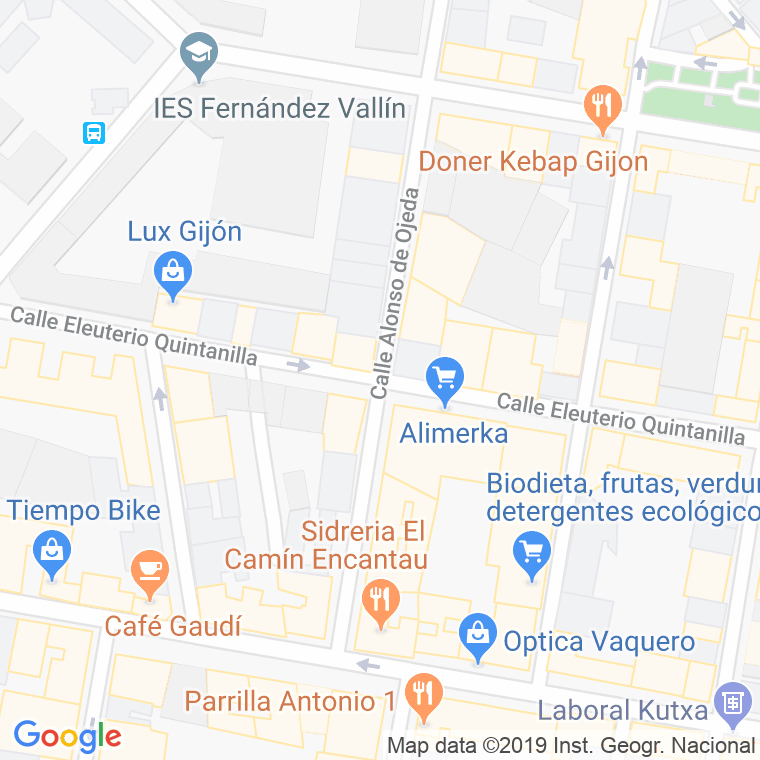 Código Postal calle Alonso De Ojeda en Gijón