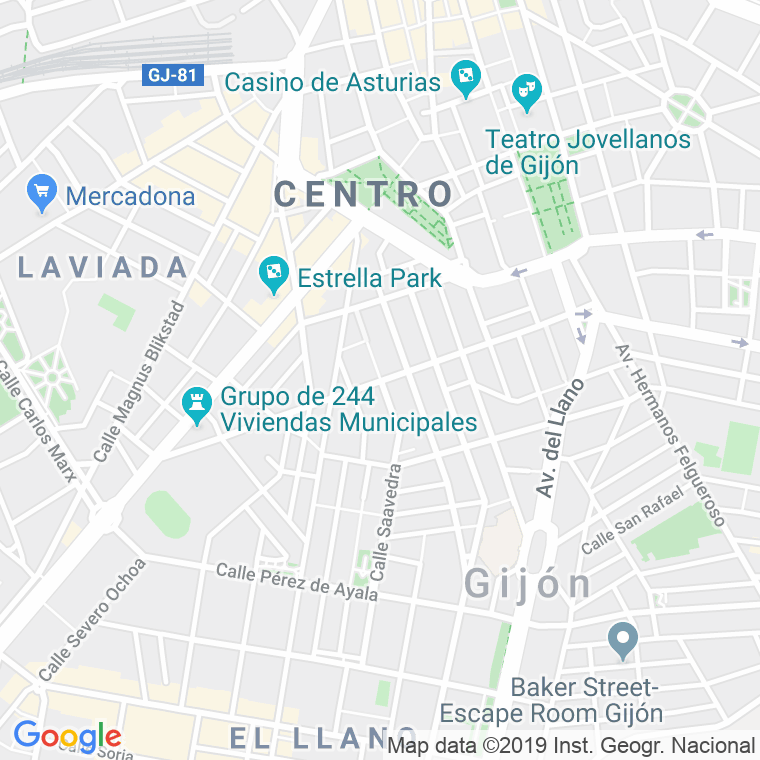 Código Postal calle Manuel Llaneza, De, avenida (Impares Del 33 Al Final)  (Pares Del 36 Al Final) en Gijón