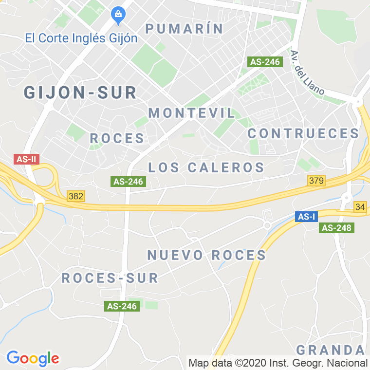 Código Postal calle Obispo, Del, carretera (Impares Del 71 Al Final)  (Pares Del 58 Al Final) en Gijón