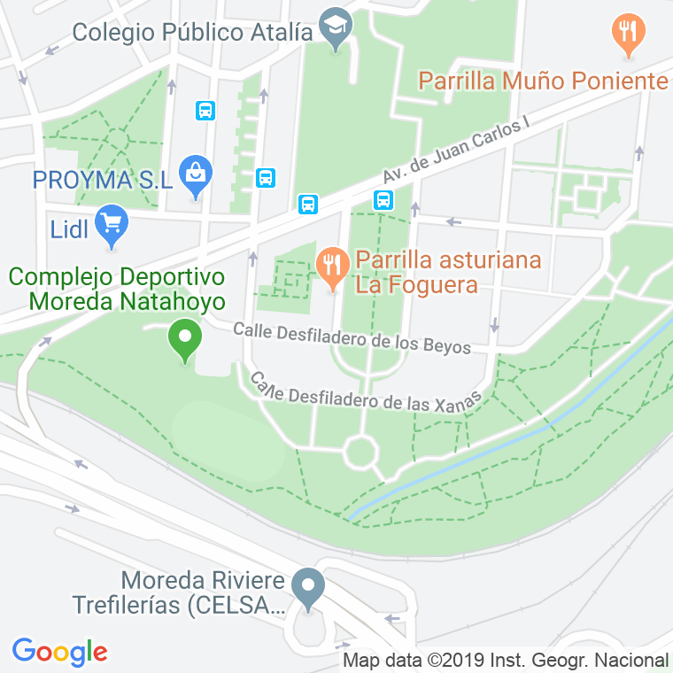 Código Postal calle Desfiladero De Los Beyos en Gijón