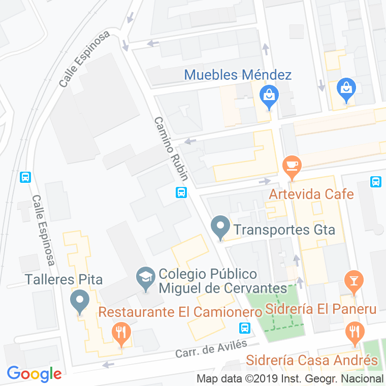 Código Postal calle Rubin, Del Camino, travesia en Gijón
