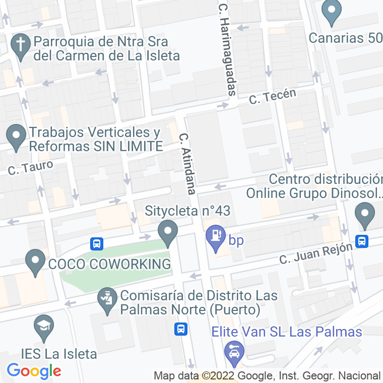 Código Postal calle Atindana   (Pares Del 2 Al 2) en Las Palmas de Gran Canaria