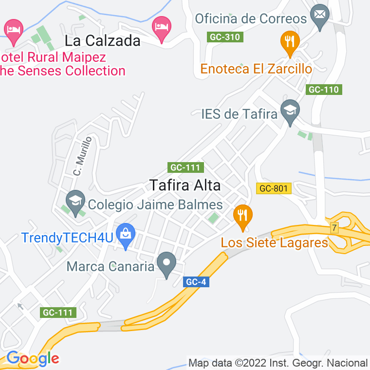 Código Postal calle Frailes, Los (Tafira Alta) en Las Palmas de Gran Canaria
