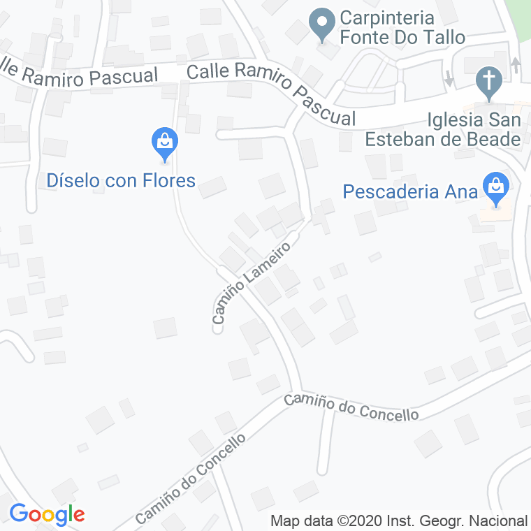 Código Postal calle Lameiro, O (Beade), lugar en Vigo