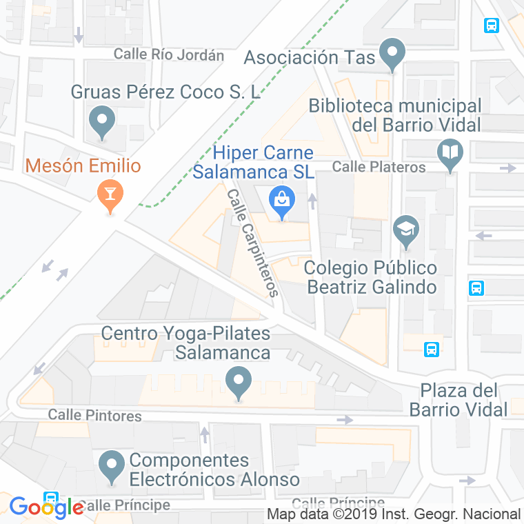 Código Postal calle Carpinteros en Salamanca