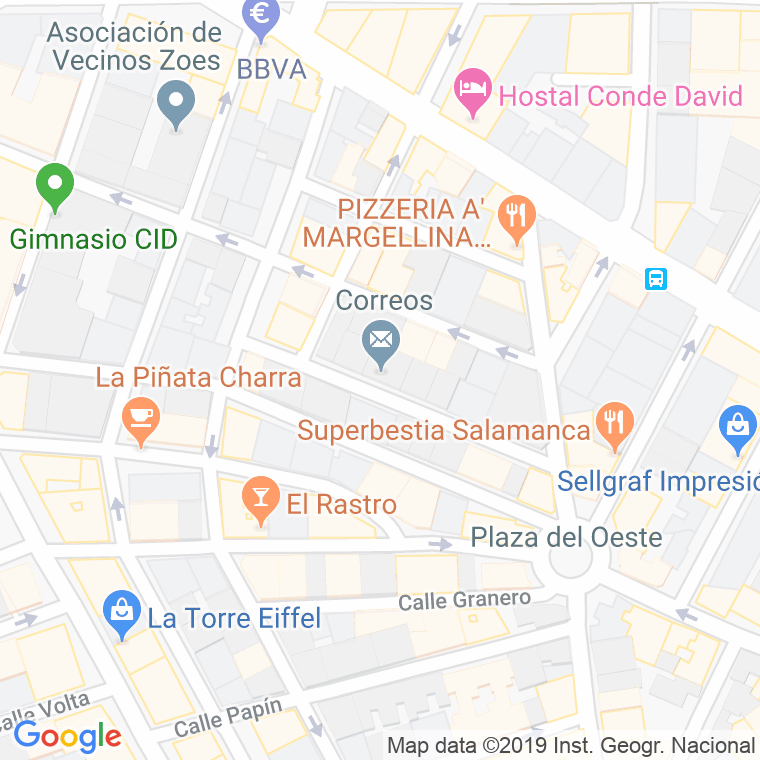 Código Postal calle Correo en Salamanca