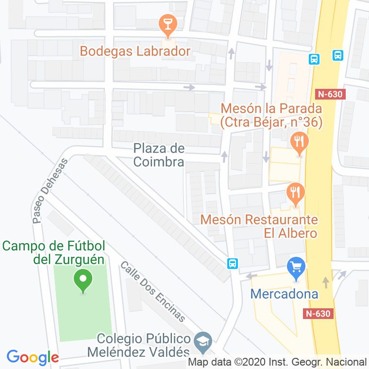 Código Postal calle Coimbra, plaza en Salamanca