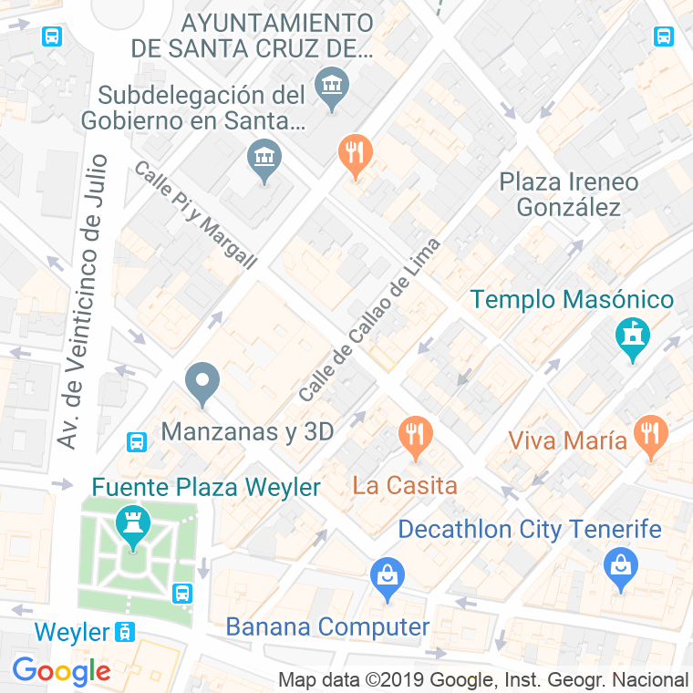 Código Postal calle Pi Y Margall   (Impares Del 27 Al Final)  (Pares Del 30 Al Final) en Santa Cruz de Tenerife