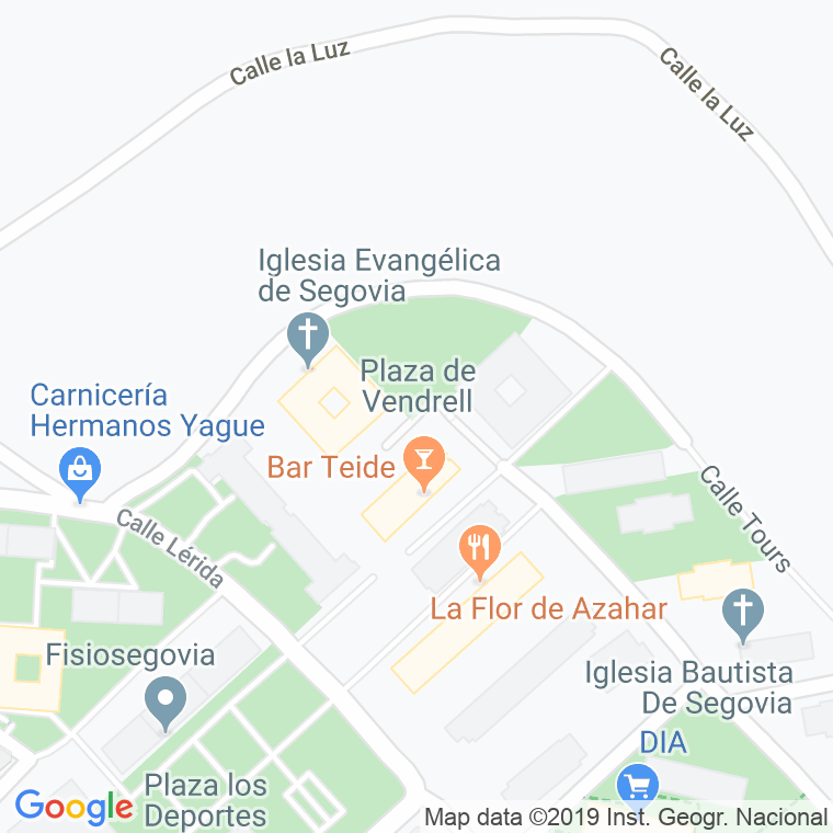 Código Postal calle Vendrell, plaza en Segovia