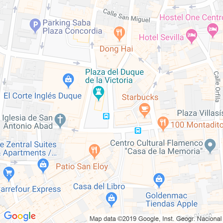 Código Postal calle Duque De La Victoria, plaza en Sevilla