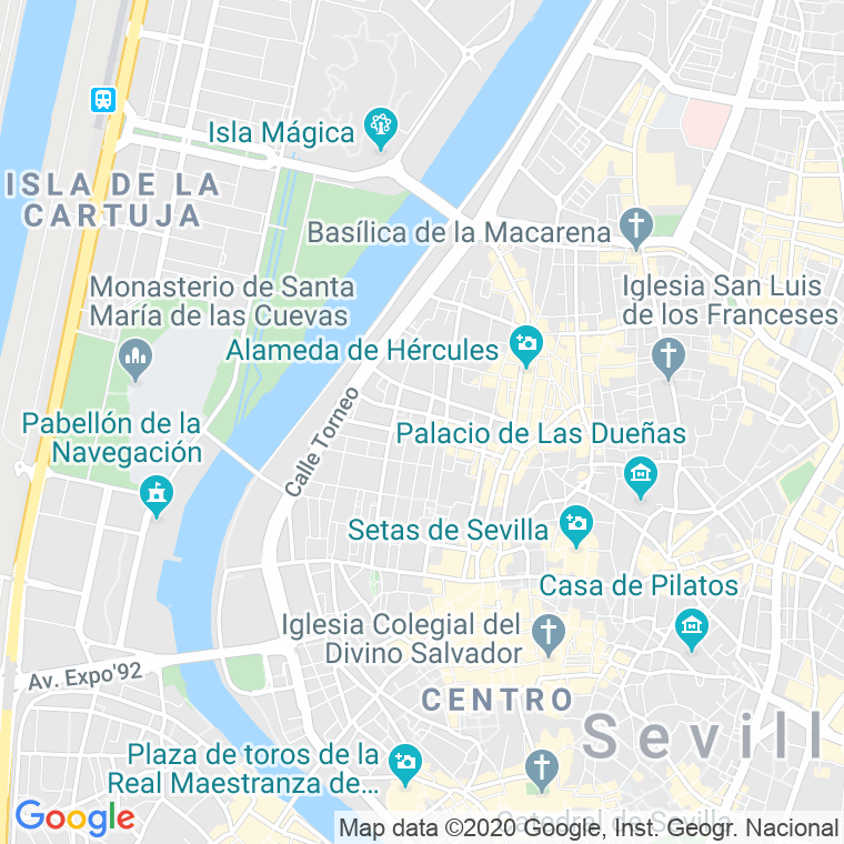 Código Postal calle General Bohorquez en Sevilla