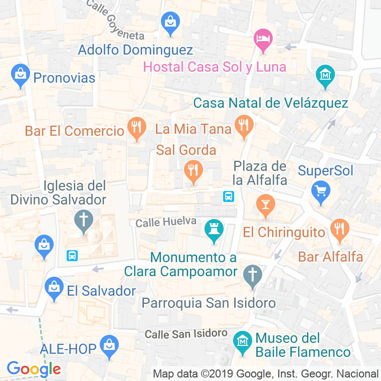 Código Postal calle Alcaiceria De La Loza en Sevilla