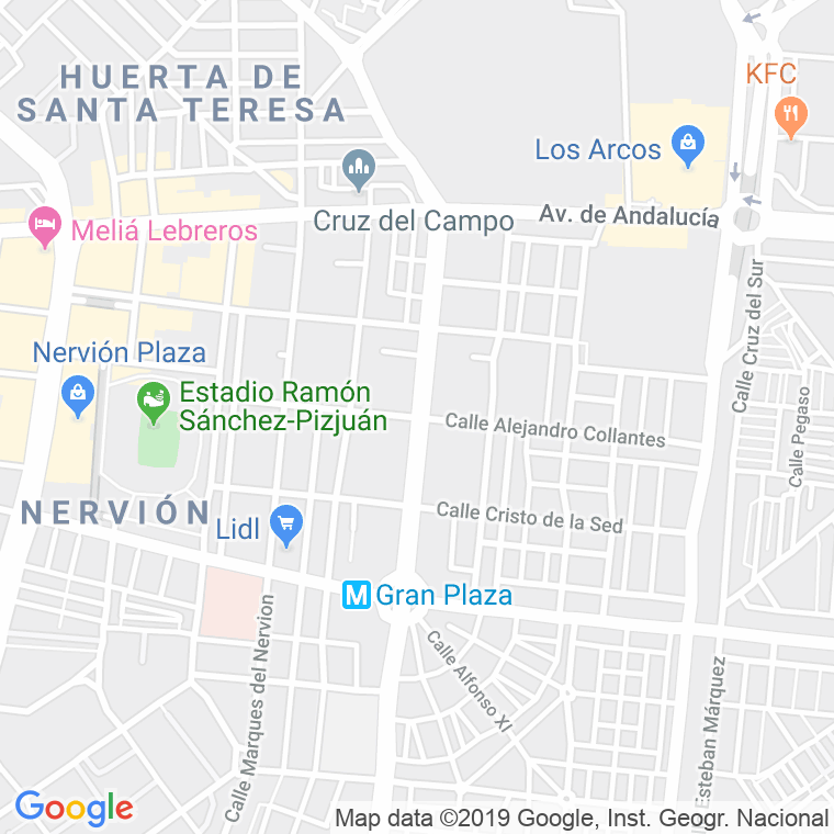 Código Postal calle Cruz Del Campo, avenida en Sevilla