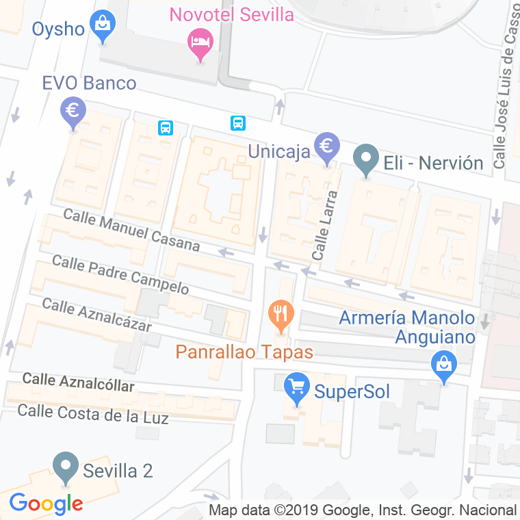 Código Postal calle Manuel Casana en Sevilla