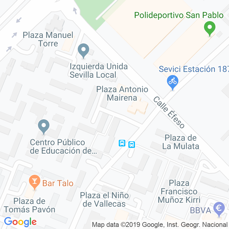 Código Postal calle Antonio Mairena, plaza en Sevilla