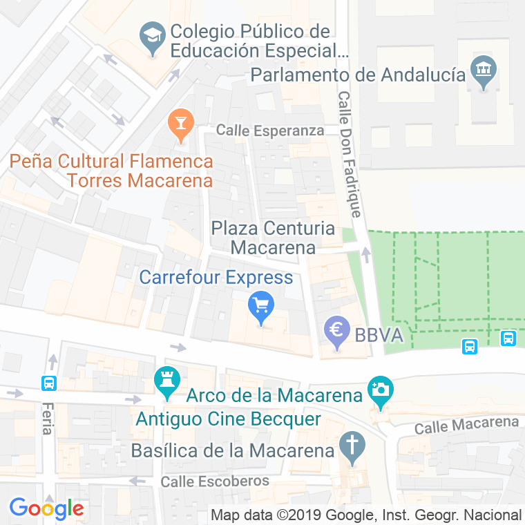 Código Postal calle Centuria Macarena, plaza en Sevilla