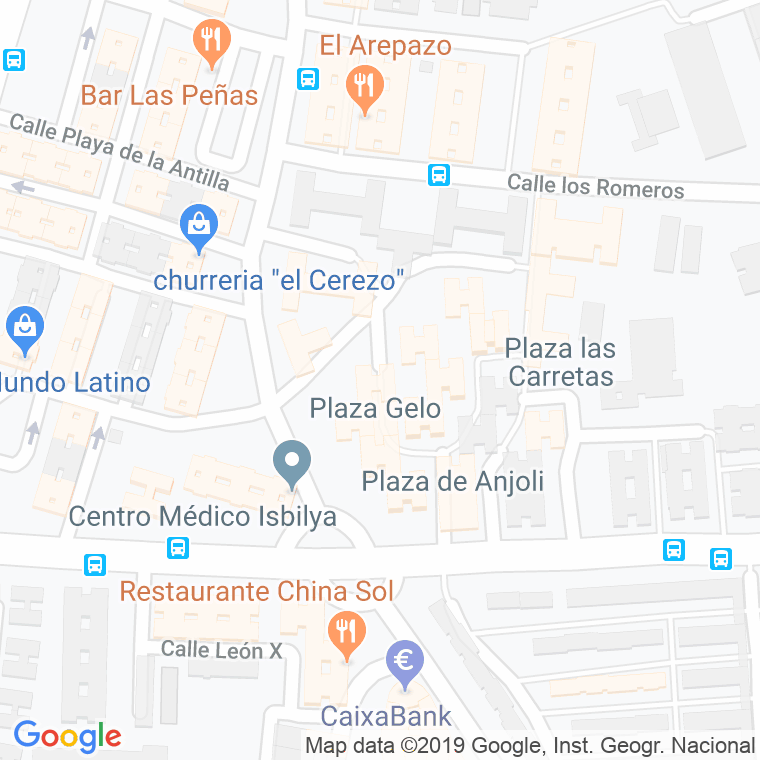 Código Postal calle Gelo, plaza en Sevilla