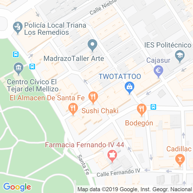 Código Postal calle Virgen Del Refugio en Sevilla