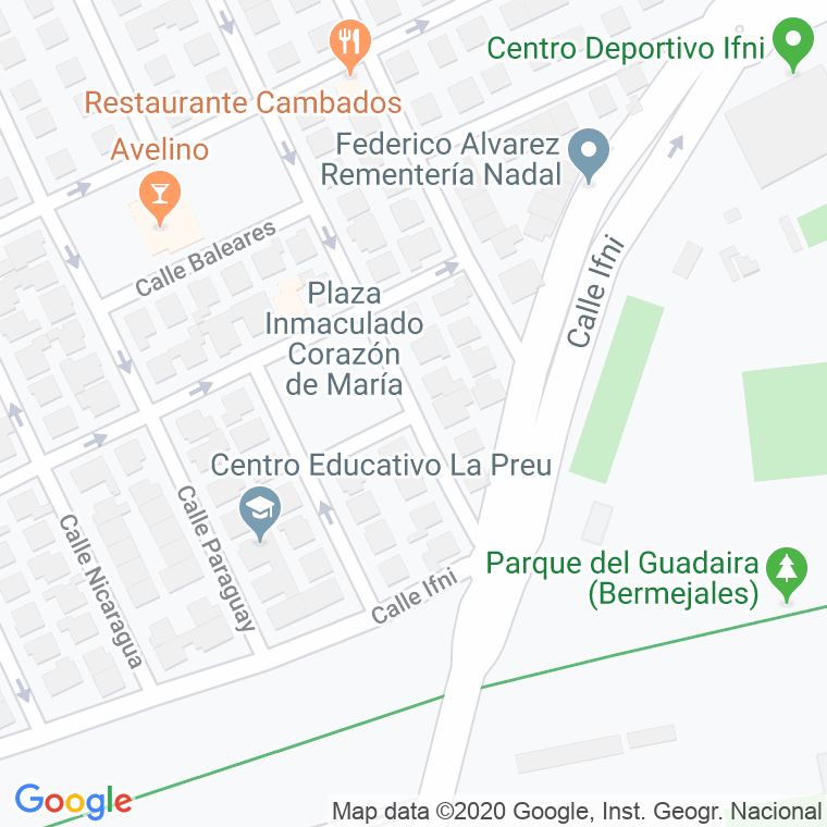 Código Postal calle Inmaculado Corazon De Maria, plaza en Sevilla